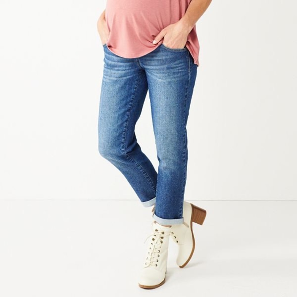 Maternity cropped over the belly jeans